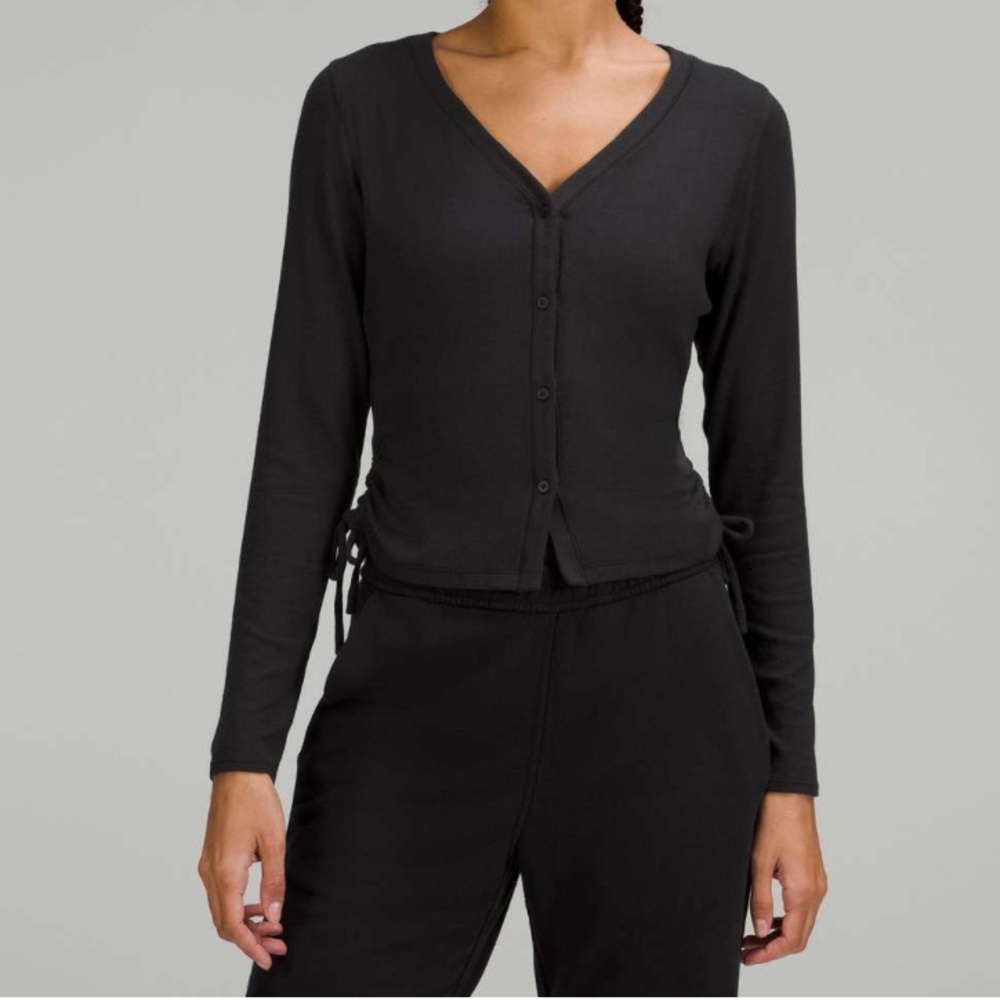 31. NWT Lululemon Side-Cinch Ribbed Cardigan - size 8,  Black